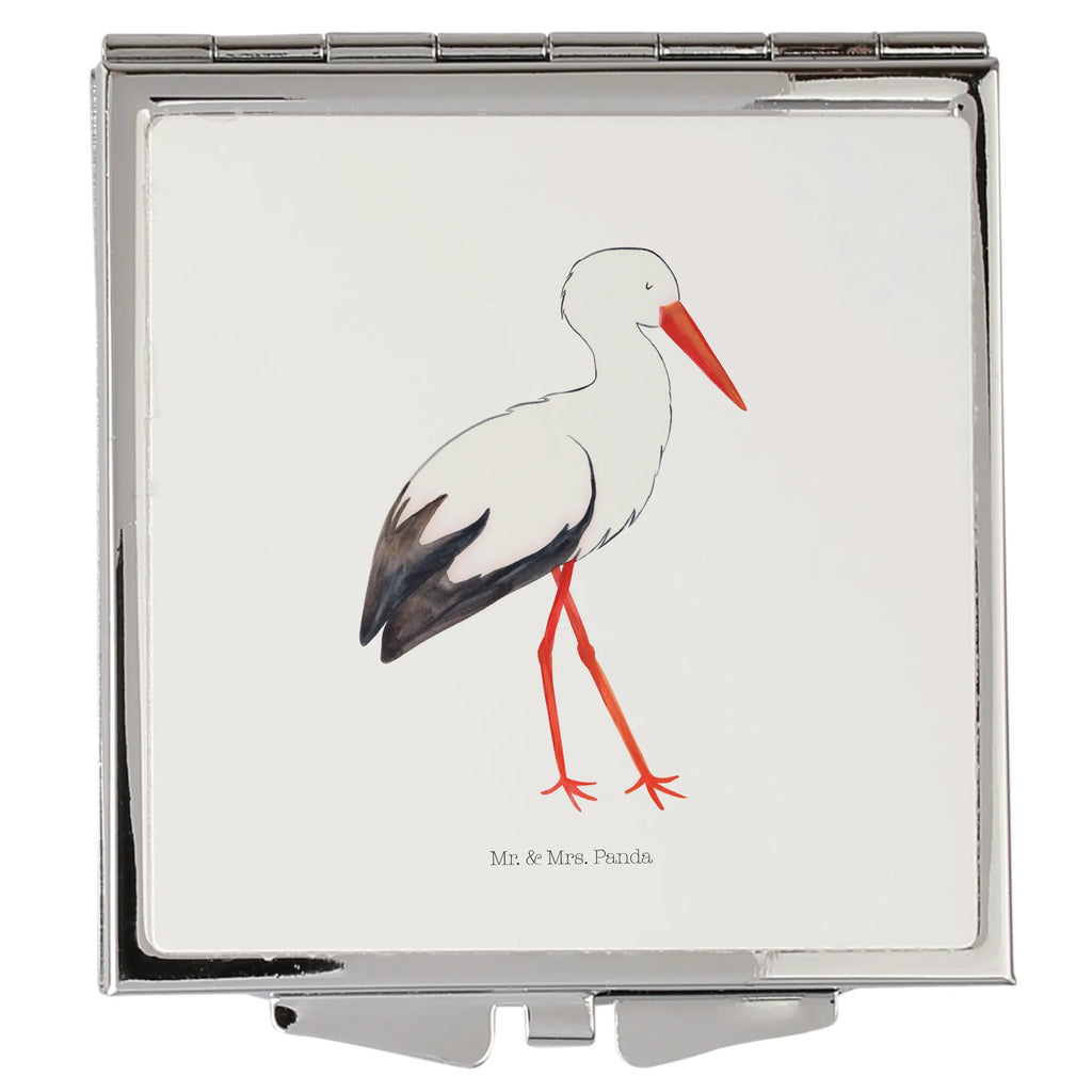 Kwadratowe lusterko do torebki Bocian Motywy zwierzęce, dobra energia, zabawne powiedzonka, zwierzęta