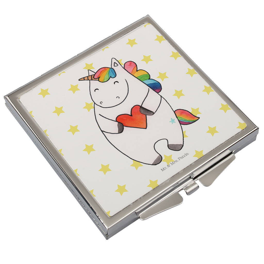 Handbag mirror unicorn Heart make-up mirror, silver, square, mirror, make up, handbag, unicorn, unicorns, girlfriend gift, bad, evil, Unicorn, funny, different, bad girl, heart, girlfriend present