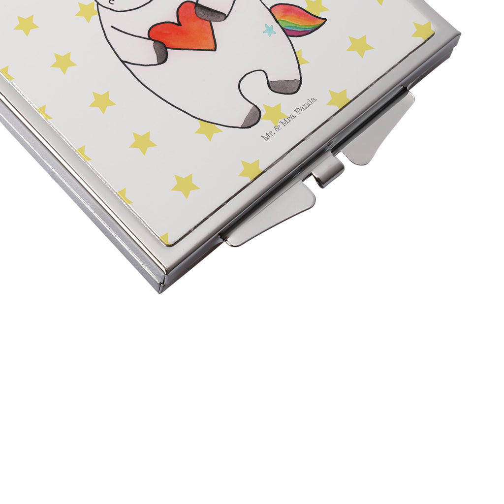 Handbag mirror unicorn Heart make-up mirror, silver, square, mirror, make up, handbag, unicorn, unicorns, girlfriend gift, bad, evil, Unicorn, funny, different, bad girl, heart, girlfriend present