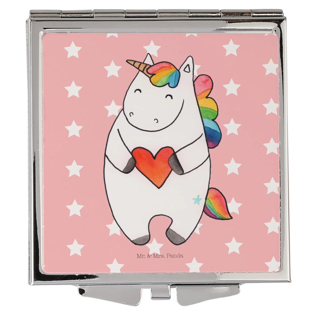 Handbag mirror unicorn Heart make-up mirror, silver, square, mirror, make up, handbag, unicorn, unicorns, girlfriend gift, bad, evil, Unicorn, funny, different, bad girl, heart, girlfriend present
