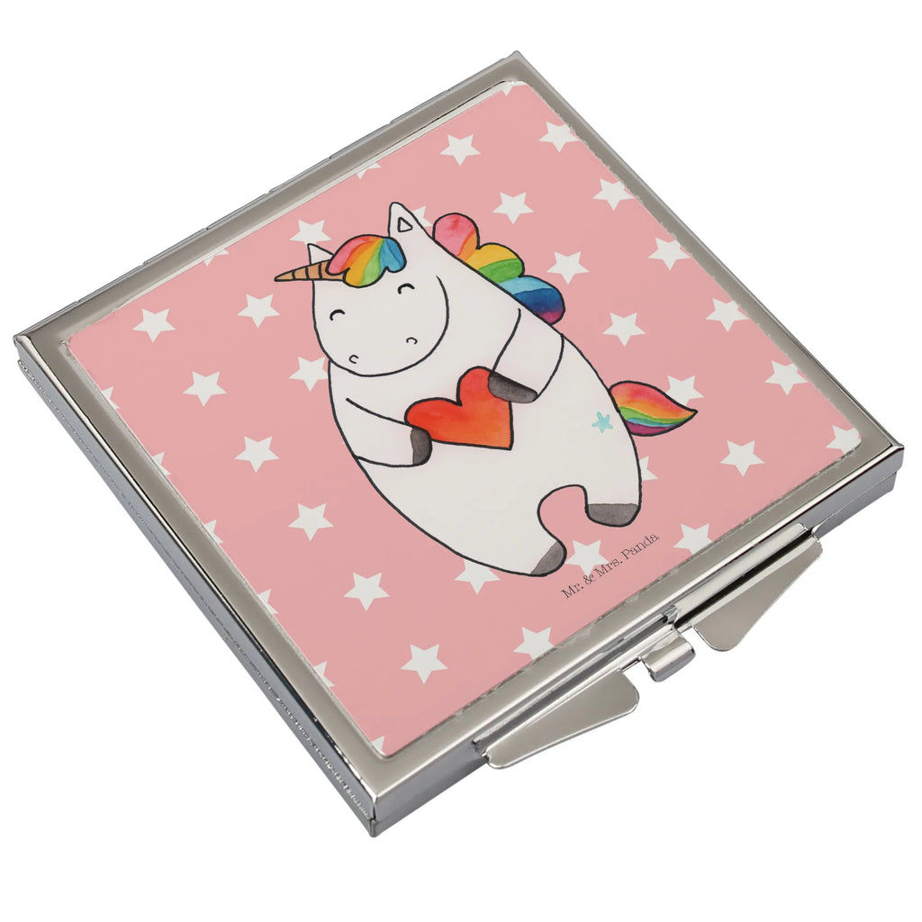 Handbag mirror unicorn Heart make-up mirror, silver, square, mirror, make up, handbag, unicorn, unicorns, girlfriend gift, bad, evil, Unicorn, funny, different, bad girl, heart, girlfriend present