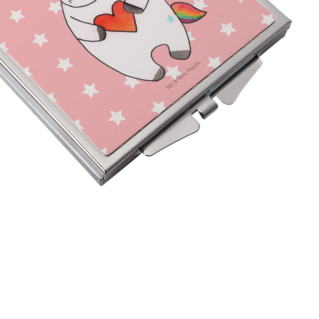 Handbag mirror unicorn Heart make-up mirror, silver, square, mirror, make up, handbag, unicorn, unicorns, girlfriend gift, bad, evil, Unicorn, funny, different, bad girl, heart, girlfriend present