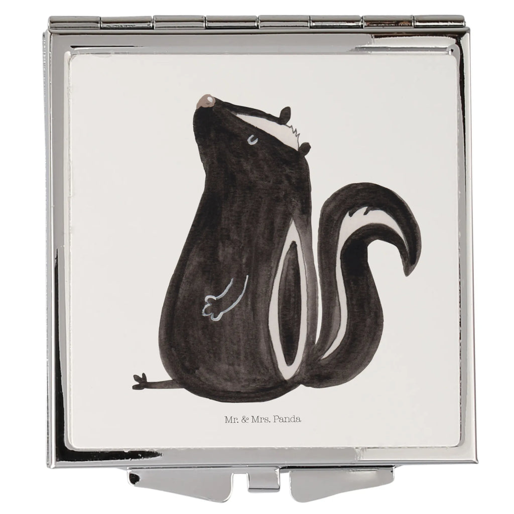 Handbag mirror skunk Sit make-up mirror, make up, square, silver, mirror, handbag, Skunk, wild animal, stinker, stinky, office, know-it-all, slogan, law, skunk, predator
