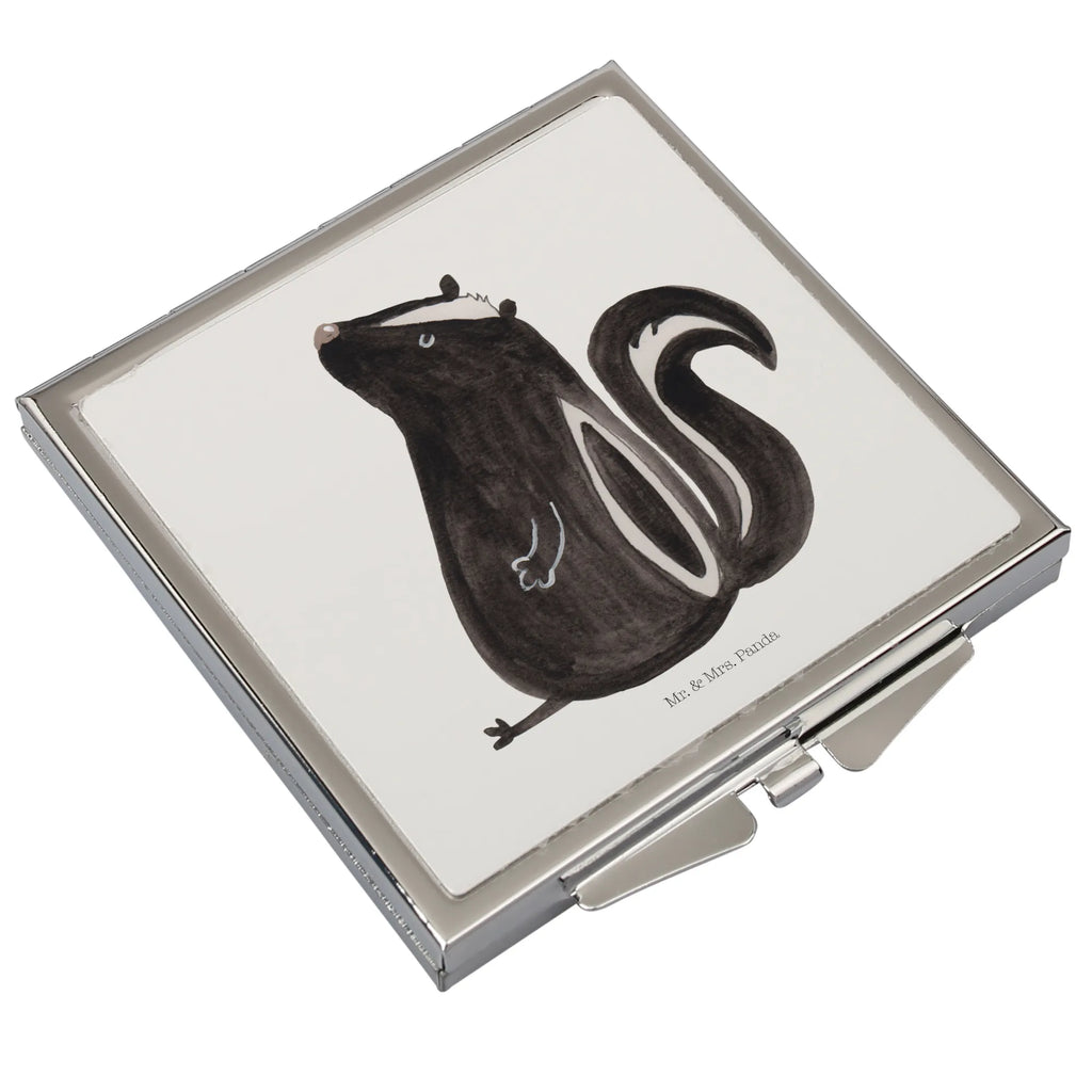 Handbag mirror skunk Sit make-up mirror, make up, square, silver, mirror, handbag, Skunk, wild animal, stinker, stinky, office, know-it-all, slogan, law, skunk, predator