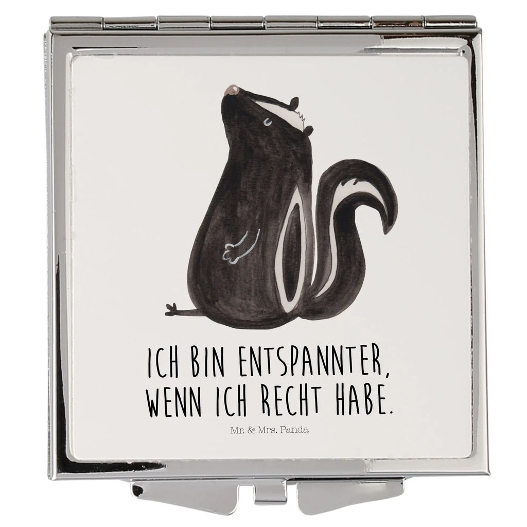 Handbag mirror skunk Sit make-up mirror, make up, square, silver, mirror, handbag, Skunk, wild animal, stinker, stinky, office, know-it-all, slogan, law, skunk, predator