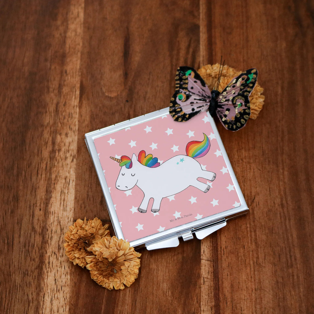 Handbag mirror unicorn happy make-up mirror, mirror, silver, handbag, square, make up, unicorn, unicorns, cheerful, funny, joy, happy, fun, joy of life
