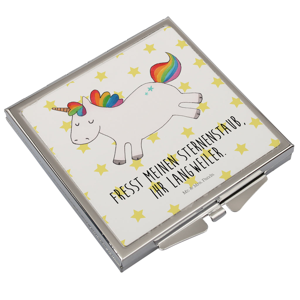 Handbag mirror unicorn happy make-up mirror, mirror, silver, handbag, square, make up, unicorn, unicorns, cheerful, funny, joy, happy, fun, joy of life