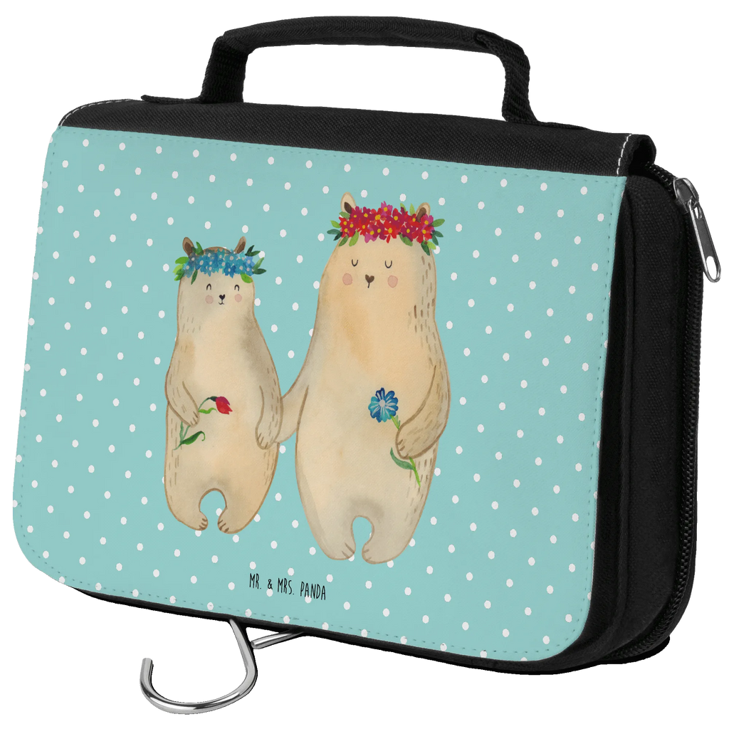 Kosmetyczka Niedźwiedzie z wianuszkiem Schminkbeutel, Reisebeutel, Toilettentasche, hygienetasche, Waschbeutel, badtasche, Waschtasche, Kulturbeutel, Necessaire, Kosmetiktasche, Schminktasche, beautycase, hygienebeutel, Kulturtasche, Kulturbeutel Waschbar, Muttertag, Vatertag, Mama, Papa, Oma, Opa, Familie, Schwester, Bruder, Mami, Kinder, Lieblingsmensch, Bären, Mutti, Kind, Bär, Töchter, Weltbeste Mama, Geschenk Mama. Muttertag, Family, Mutter, Vorbild, Beste Mutter, Tochter, Lieblingsmama