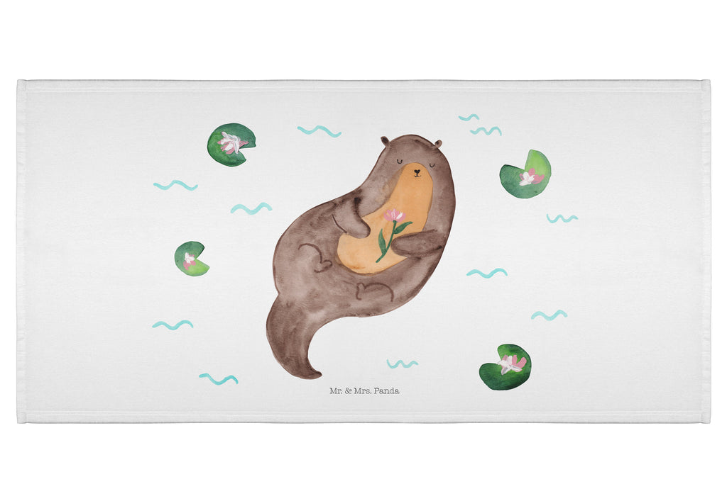 Handtuch Otter mit Seerose Handtuch, Badehandtuch, Badezimmer, Handtücher, groß, Kinder, Baby, Otter, Fischotter, Seeotter, Otter Seeotter See Otter