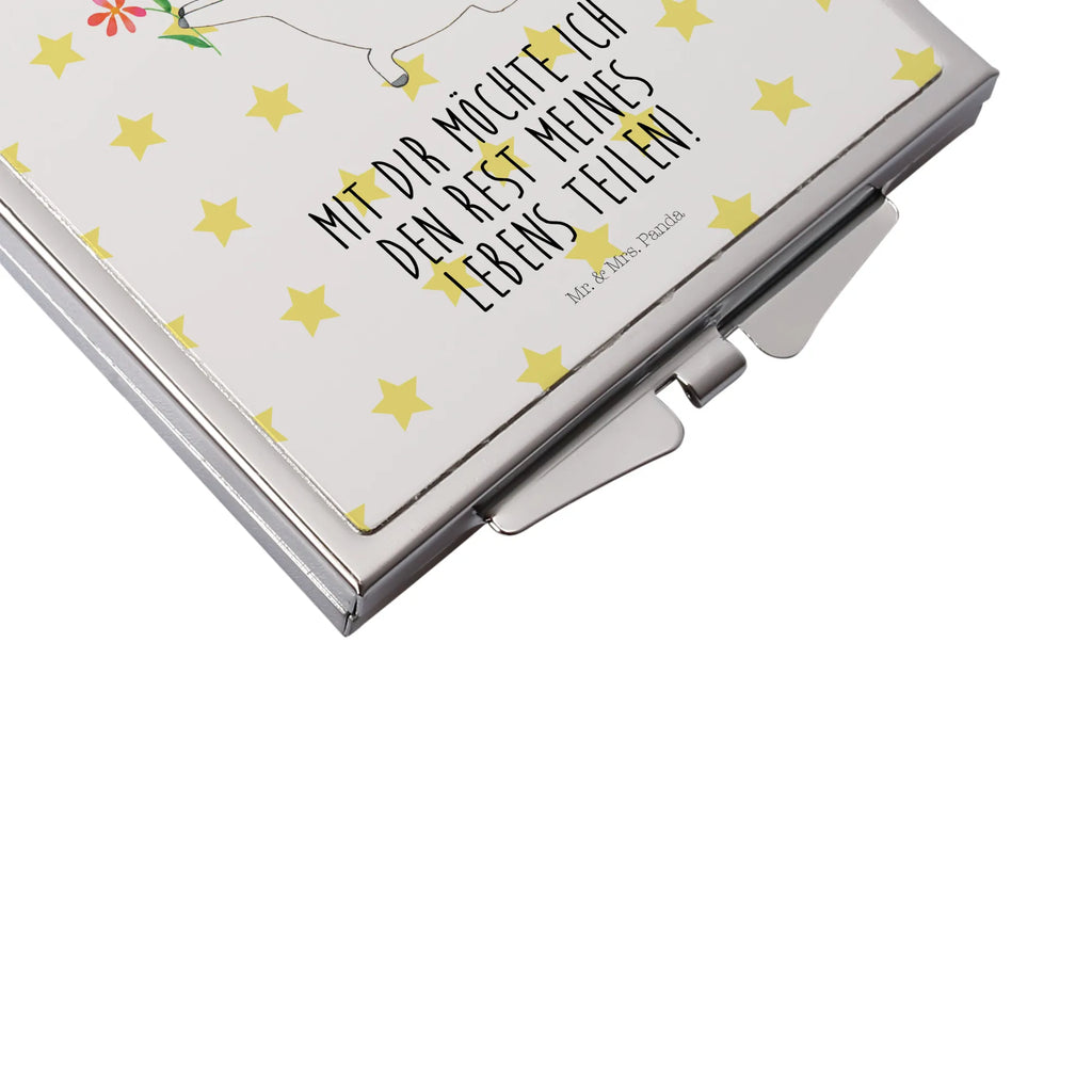 Handbag mirror unicorn flower make up, handbag, make-up mirror, mirror, silver, square, unicorn, unicorns, couple, love, marriage application, proof of love, partner, flower, engagement, request