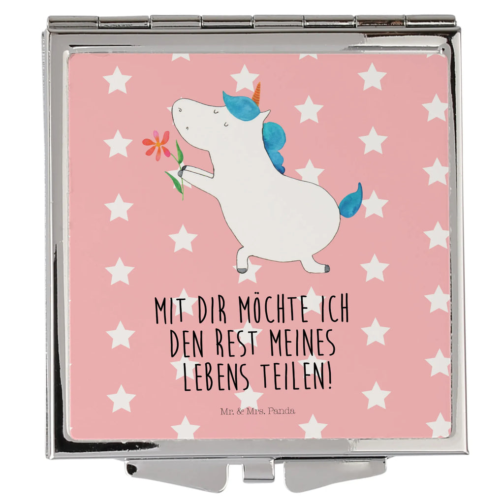 Handbag mirror unicorn flower make up, handbag, make-up mirror, mirror, silver, square, unicorn, unicorns, couple, love, marriage application, proof of love, partner, flower, engagement, request