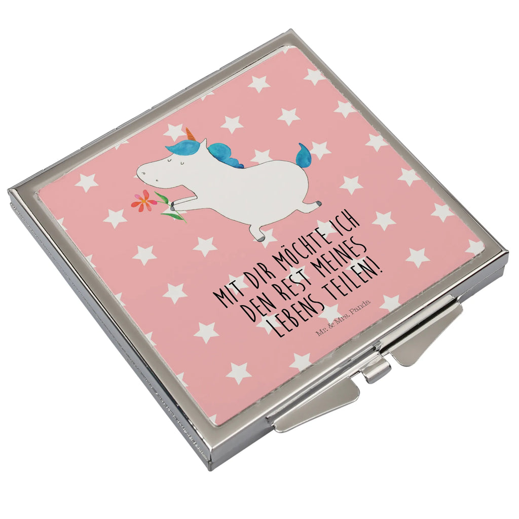 Handbag mirror unicorn flower make up, handbag, make-up mirror, mirror, silver, square, unicorn, unicorns, couple, love, marriage application, proof of love, partner, flower, engagement, request