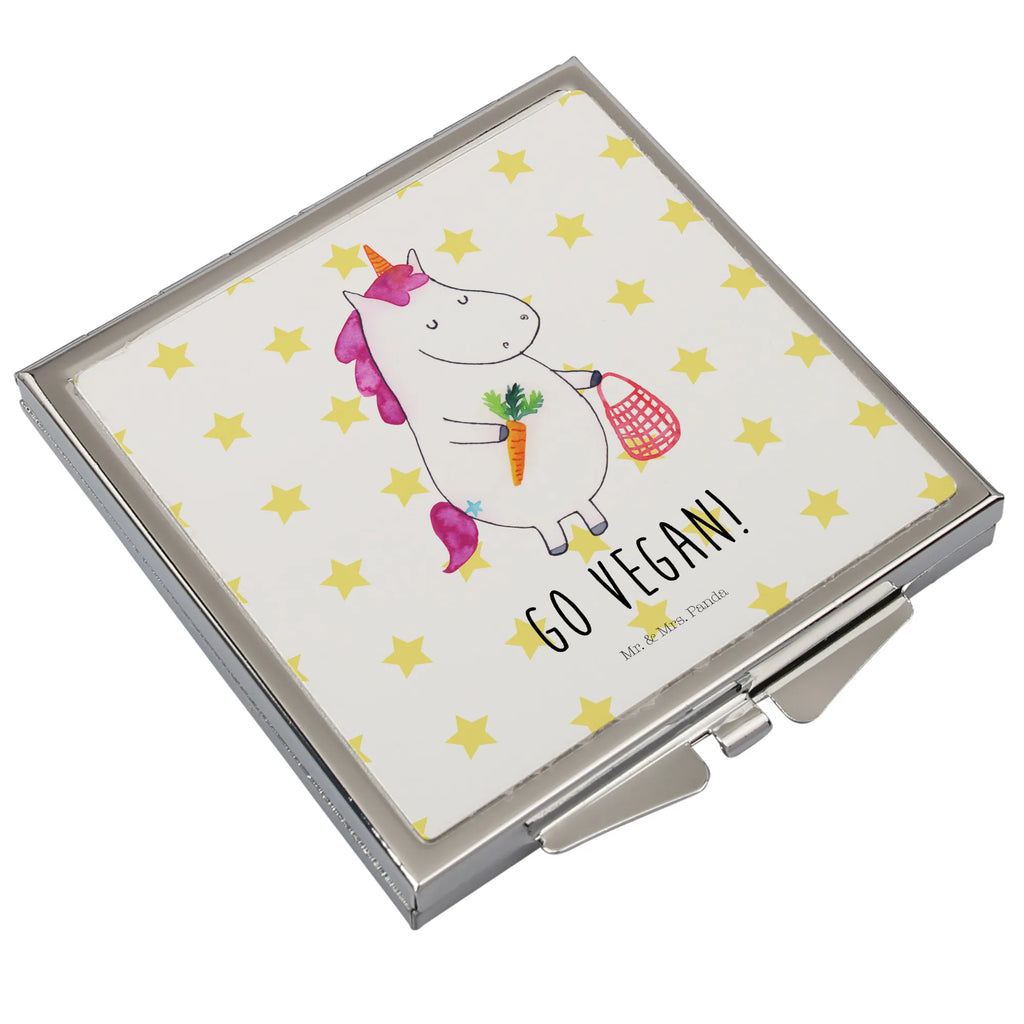 Kwadratowe lusterko do torebki Jednorożec Wegański Jednorożec, jednorożce, dekoracje jednorożca, jednorożec