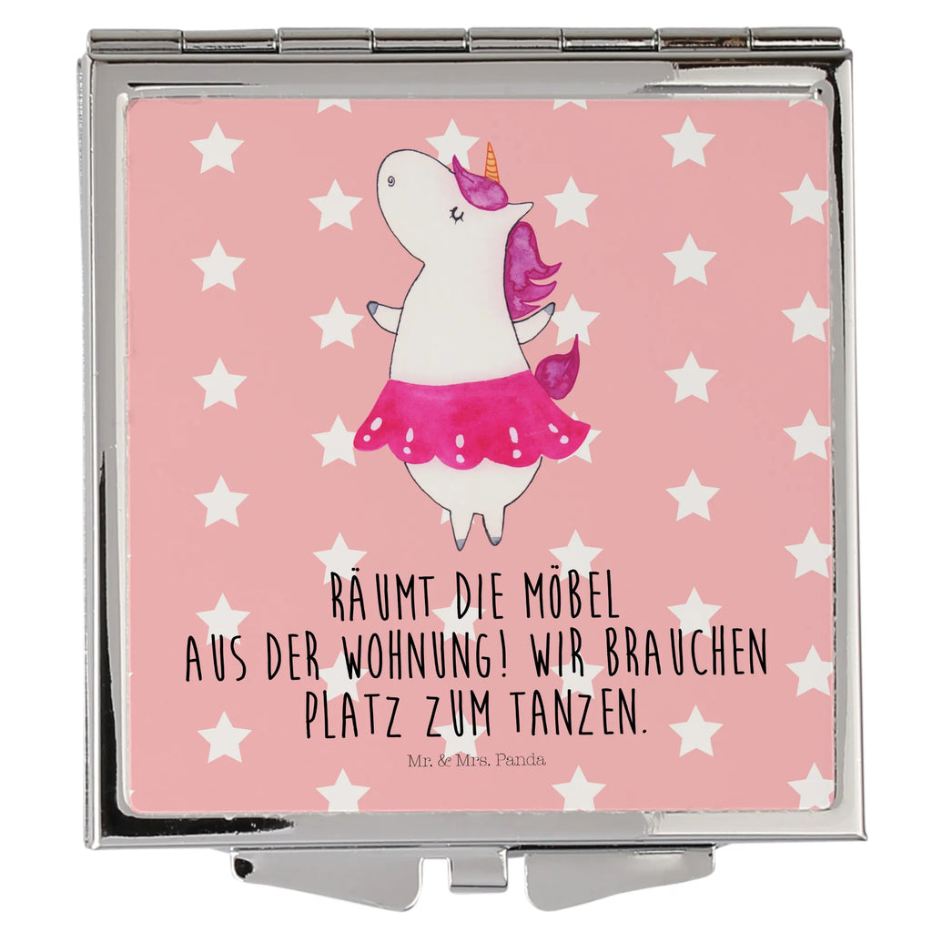 Handbag mirror unicorn ballerina square, make-up mirror, mirror, handbag, make up, silver, unicorn, unicorns, Ballerina, Unicorn, Flat, Party, Fun, Einhorn, Dancer gift, English, Dancing, Celebration, dancer present