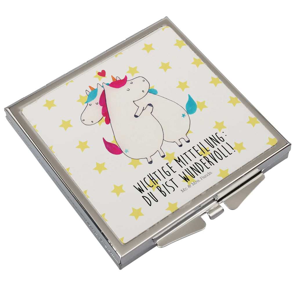 Kwadratowe lusterko do torebki jednorożec Wiadomość Jednorożec, jednorożce, dekoracje jednorożca, jednorożec