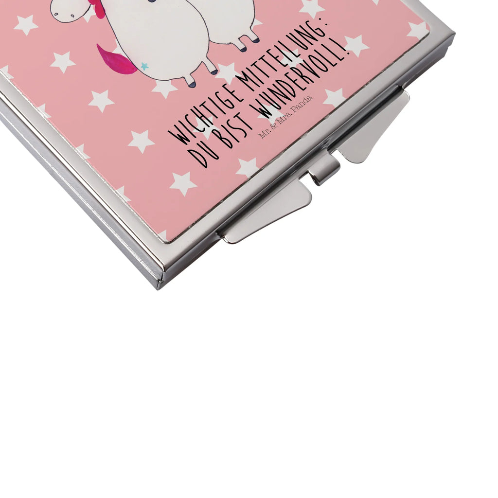 Kwadratowe lusterko do torebki jednorożec Wiadomość Jednorożec, jednorożce, dekoracje jednorożca, jednorożec