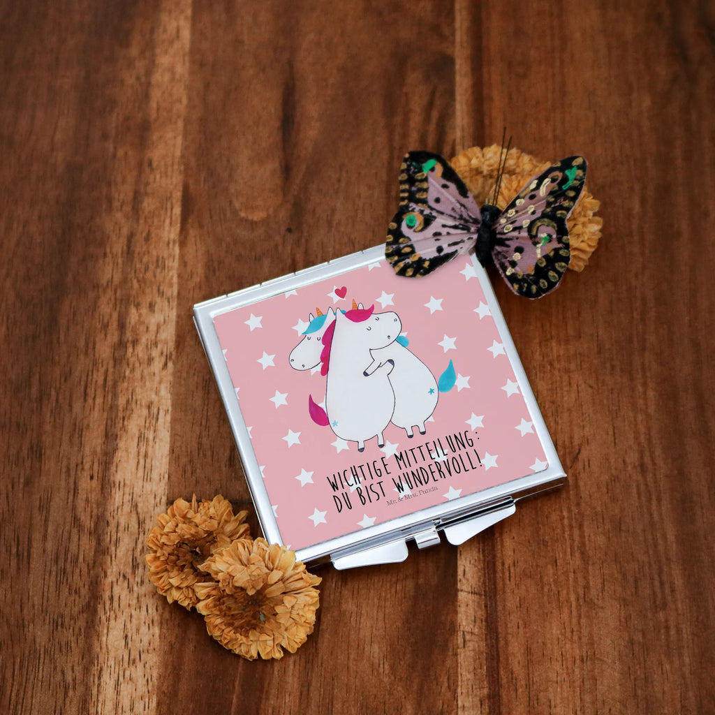 Kwadratowe lusterko do torebki jednorożec Wiadomość Jednorożec, jednorożce, dekoracje jednorożca, jednorożec