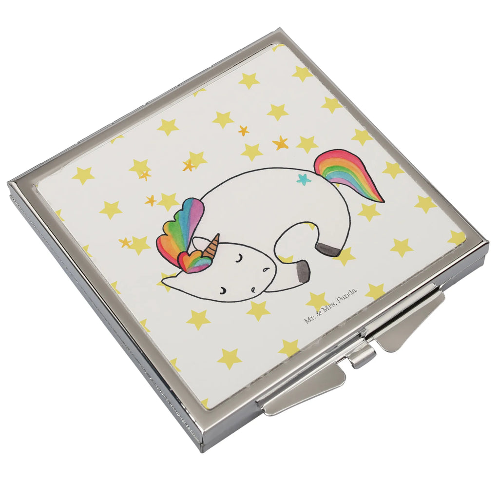 Kwadratowe lusterko do torebki Jednorożec noc Jednorożec, jednorożce, dekoracje jednorożca, jednorożec