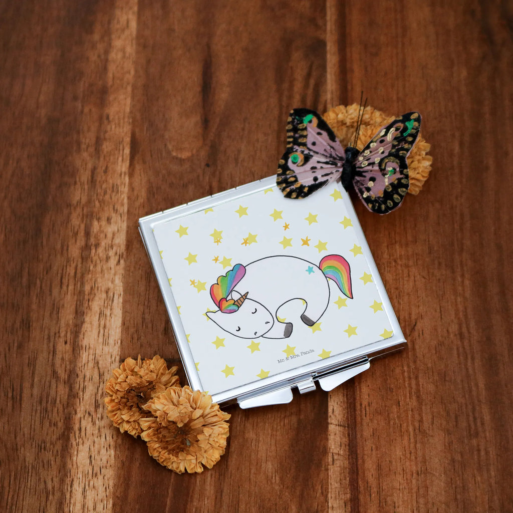 Kwadratowe lusterko do torebki Jednorożec noc Jednorożec, jednorożce, dekoracje jednorożca, jednorożec