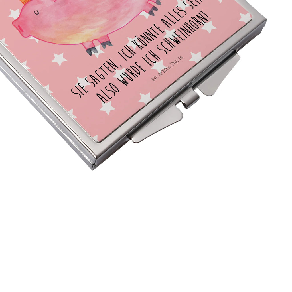 Handbag mirror unicorn Pig silver, mirror, make up, square, make-up mirror, handbag, unicorn, unicorns, Unicorn, girlfriend gift, Funny saying, pigcorn, Pig, piggy, piggycorn