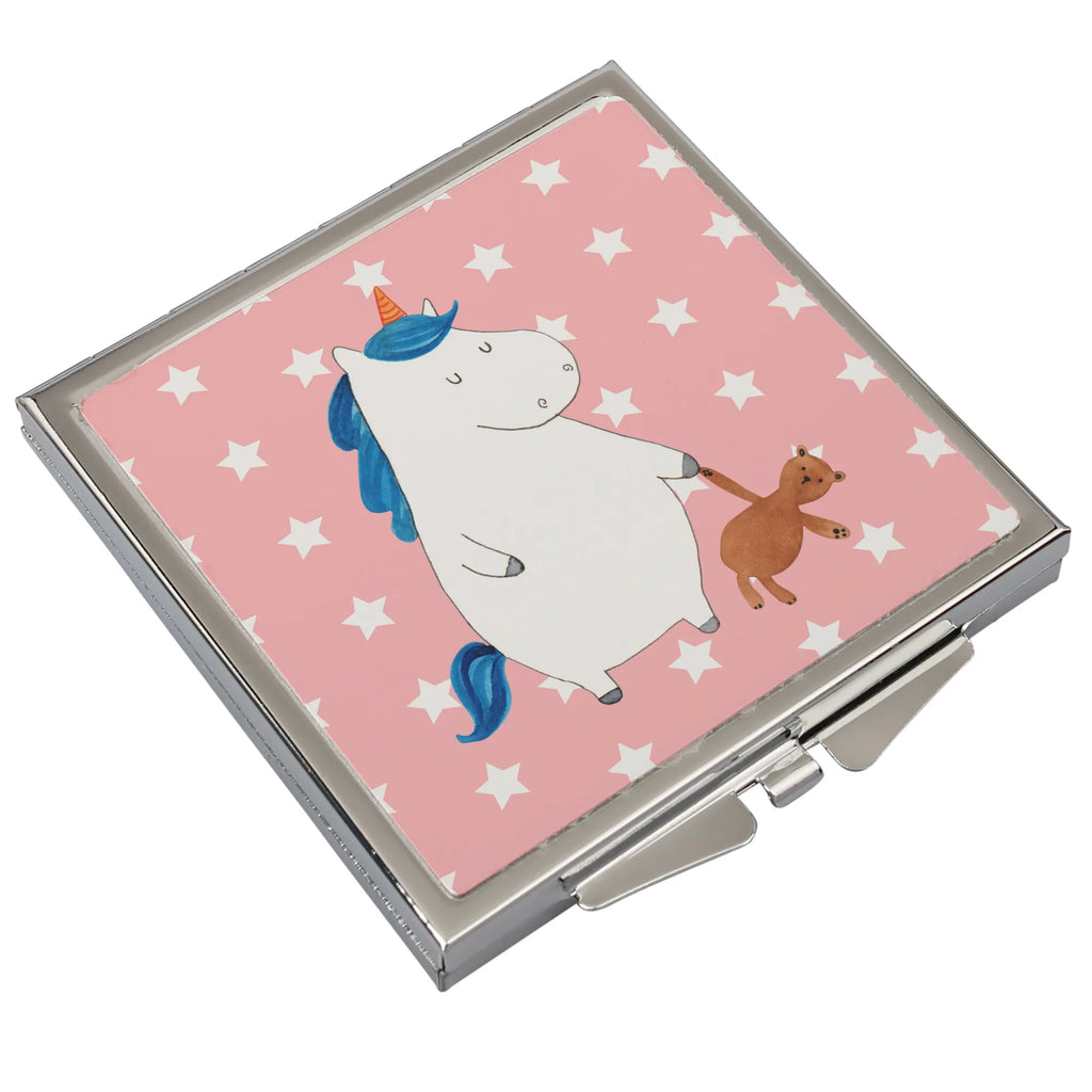 Kwadratowe lusterko do torebki Jednorożec Miś Jednorożec, jednorożce, dekoracje jednorożca, jednorożec