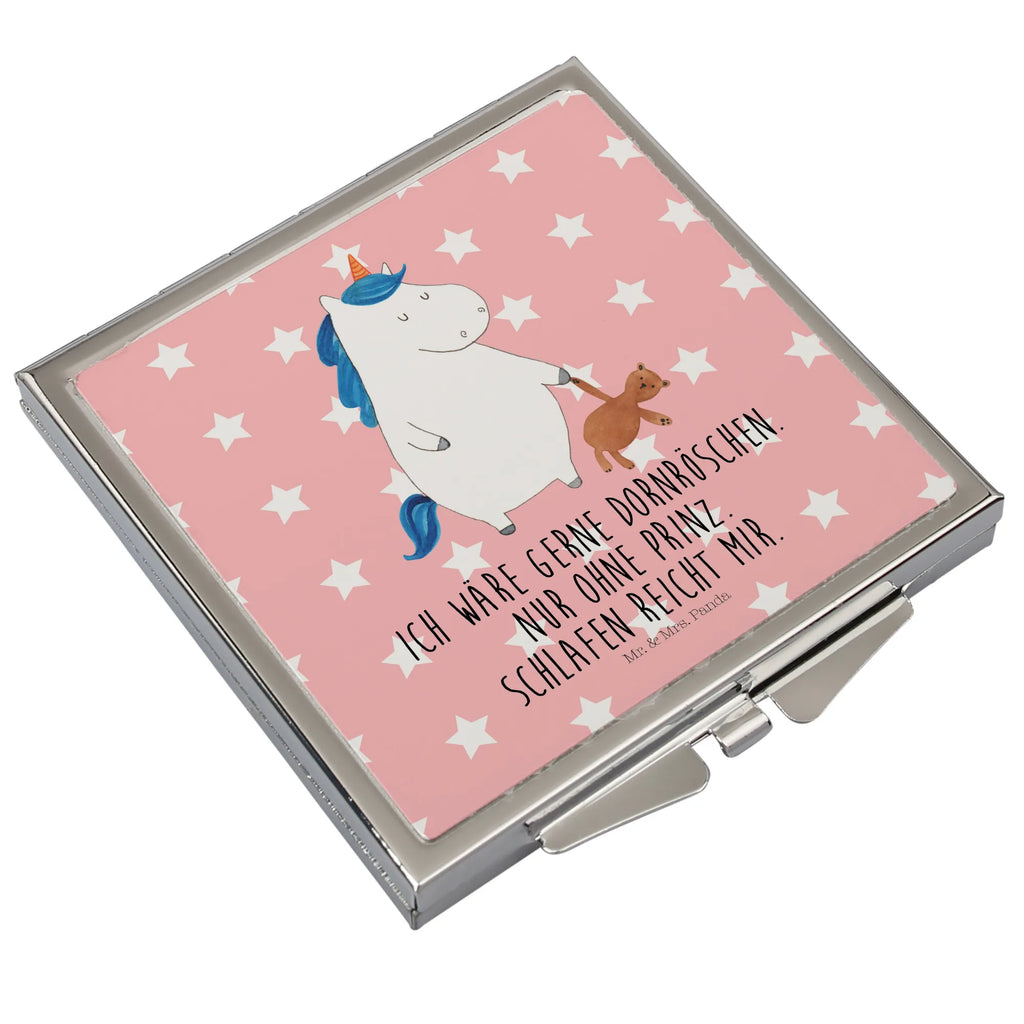 Kwadratowe lusterko do torebki Jednorożec Miś Jednorożec, jednorożce, dekoracje jednorożca, jednorożec