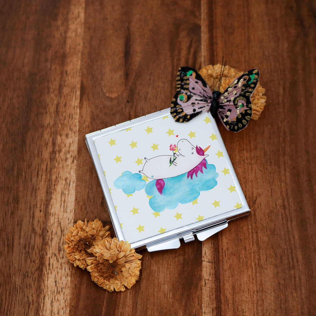 Handbag mirror unicorn In love mirror, make up, square, make-up mirror, silver, handbag, unicorn, unicorns, Unicorns, Unicorn, girlfriend gift, Love Proof, cloud, Girlfriend present, Love