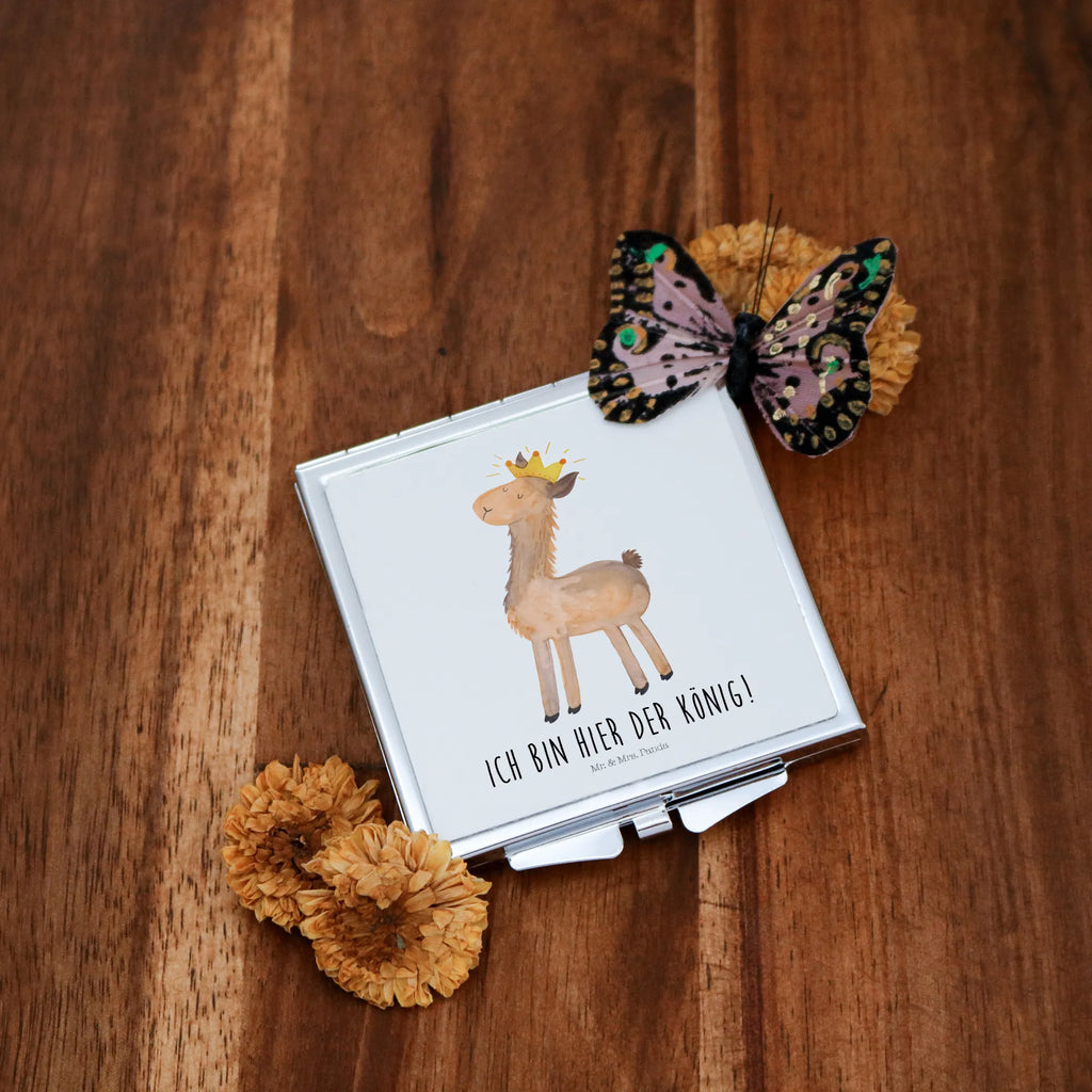 Handbag mirror lama king square, make-up mirror, mirror, make up, handbag, silver, Llama, llama, alpaca, trendy animal, girlfriend, lama, lamas, high school graduation, colleague, supervisor, office colleague, mum, boss, king, queen, dad