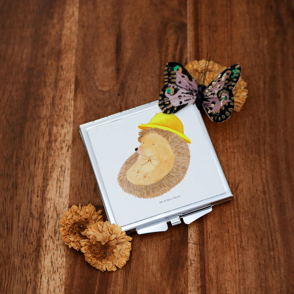 Kwadratowe lusterko do torebki jeż Modlić się Motywy zwierzęce, dobra energia, zabawne powiedzonka, zwierzęta