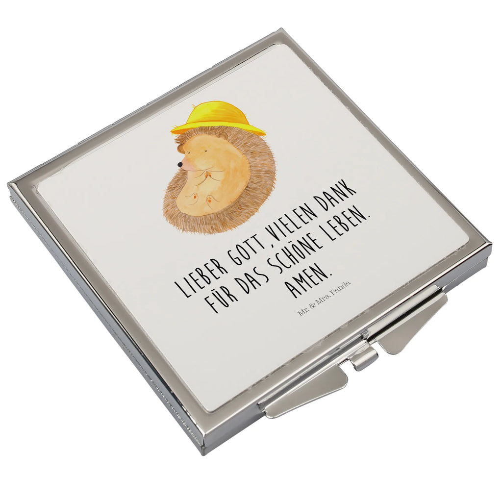 Kwadratowe lusterko do torebki jeż Modlić się Motywy zwierzęce, dobra energia, zabawne powiedzonka, zwierzęta