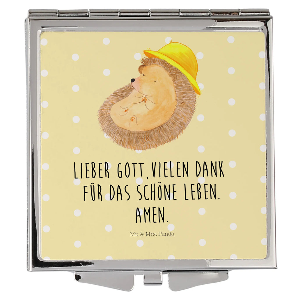 Kwadratowe lusterko do torebki jeż Modlić się Motywy zwierzęce, dobra energia, zabawne powiedzonka, zwierzęta