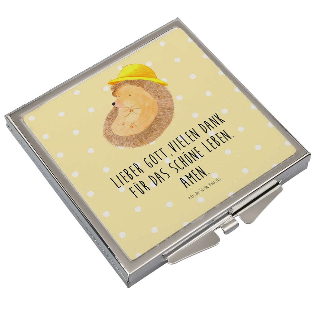 Kwadratowe lusterko do torebki jeż Modlić się Motywy zwierzęce, dobra energia, zabawne powiedzonka, zwierzęta