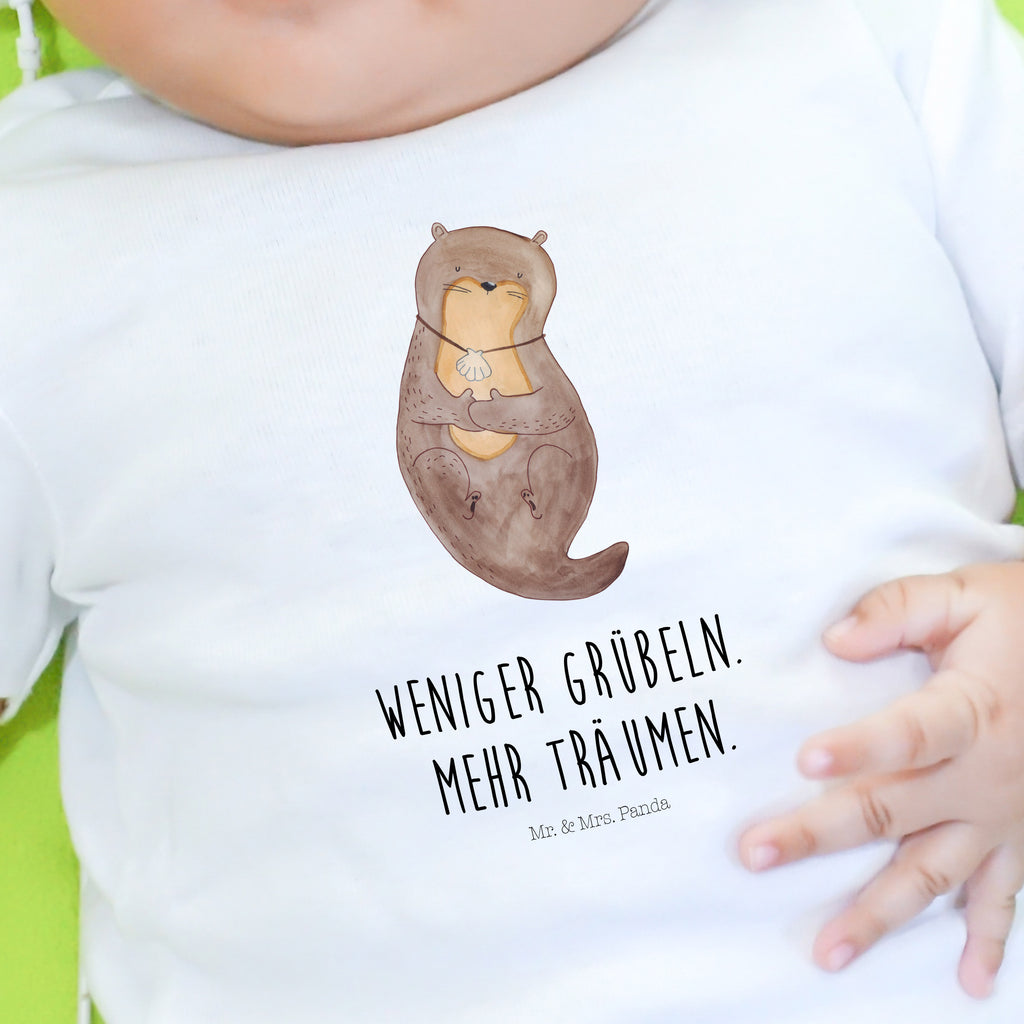 Organic Baby Shirt Otter Muschel Baby T-Shirt, Jungen Baby T-Shirt, Mädchen Baby T-Shirt, Shirt, Otter, Fischotter, Seeotter, Otterliebe, grübeln, träumen, Motivation, Tagträumen, Büro