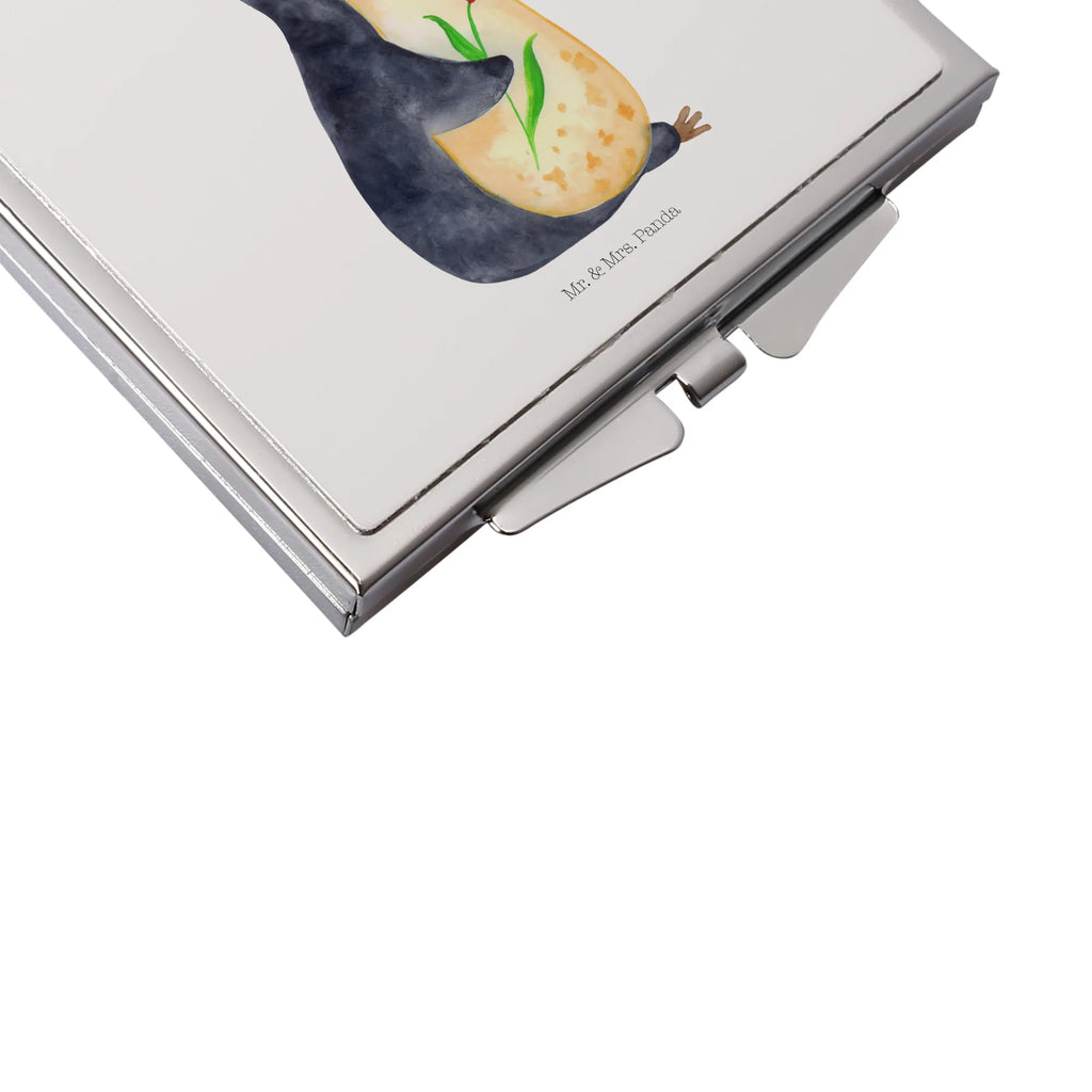 Kwadratowe lusterko do torebki pingwin kwiaty Pinguin