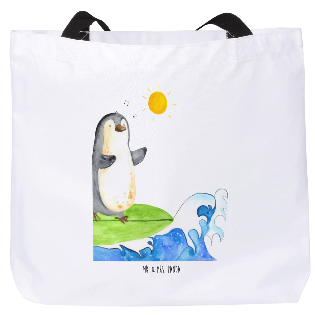Shopper Pinguin Surfer Schultasche, Tragebeutel, Beutel, Strandtasche, Shopper, Tasche, Alltagstasche, Freizeittasche, Einkaufsbeutel, Schulbeutel, Einkaufstasche, Pinguin, Urlaub, Surfer, Wellen reiten, surfen, Wellen, Hawaii, Portugal, Pinguine