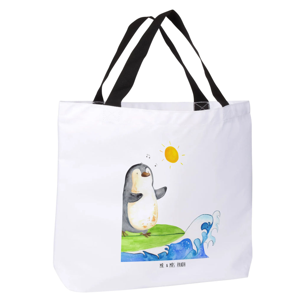 Shopper Pinguin Surfer Schultasche, Tragebeutel, Beutel, Strandtasche, Shopper, Tasche, Alltagstasche, Freizeittasche, Einkaufsbeutel, Schulbeutel, Einkaufstasche, Pinguin, Urlaub, Surfer, Wellen reiten, surfen, Wellen, Hawaii, Portugal, Pinguine