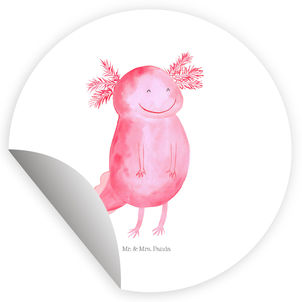 Rund Aufkleber Axolotl glücklich Sticker, Aufkleber, Etikett, Kinder, rund, Axolotl, Molch, Axolot, Schwanzlurch, Lurch, Lurche, Motivation, gute Laune