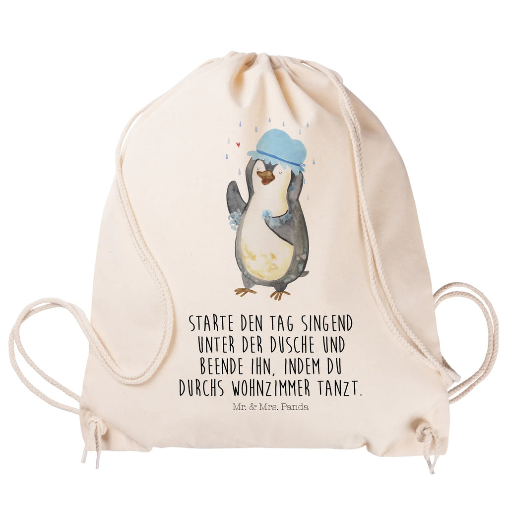 Drawstring bag Penguin have a shower hipster, jute bag, gym bag, bag, carrier bag, sports bag, Penguin, North Pole, Winter, Penguins, life motto, new start, shower, motivation, being happy, penguins, new beginning