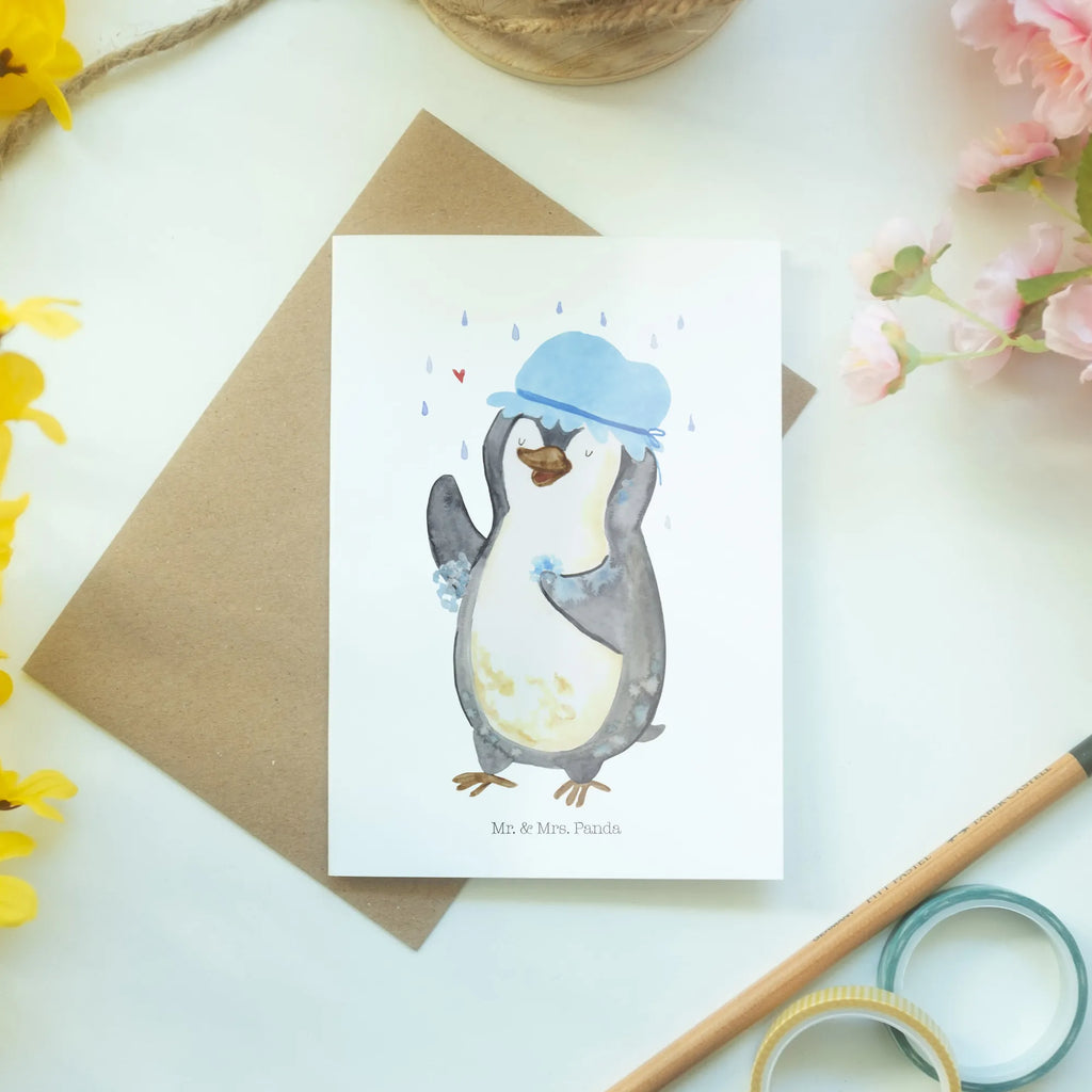 Greetings card Penguin have a shower Grußkarte, Glückwunschkarte, valentinstagskarte, neujahrskarte, firmungskarte, Motivkarte, babykarte, jubiläumskarte, spruchkarte, vatertagskarte, hochzeitskarten, glückwunschkarten, einladungskarten, osterkarte, osterkarten, dankeskarten, abiturkarte, Klappkarte, genesungskarte, weihnachtskarten, Beileidskarte, kommunionskarte, Grußkarten, Pinguin, Dusche, Motivation, Pinguine, Lebensmotto, Duschen, Neustart, glücklich sein, Neuanfang