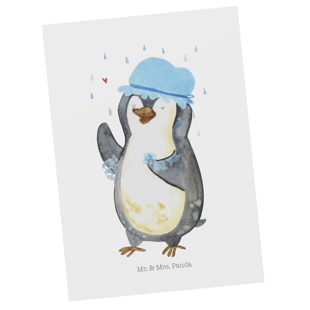 Postkarte Pinguin Duschen bildkarte, Fotokarte, Designkarte, Motivkarte, Postkarte, spruchkarte, einzelkarte, Postkarten, Ansichtskarten, Ansichtskarte, kunstkarte, Grußkarte, Kunstkarten, Pinguin, Dusche, Motivation, Duschen, Lebensmotto, Neustart, Neuanfang, glücklich sein, Pinguine