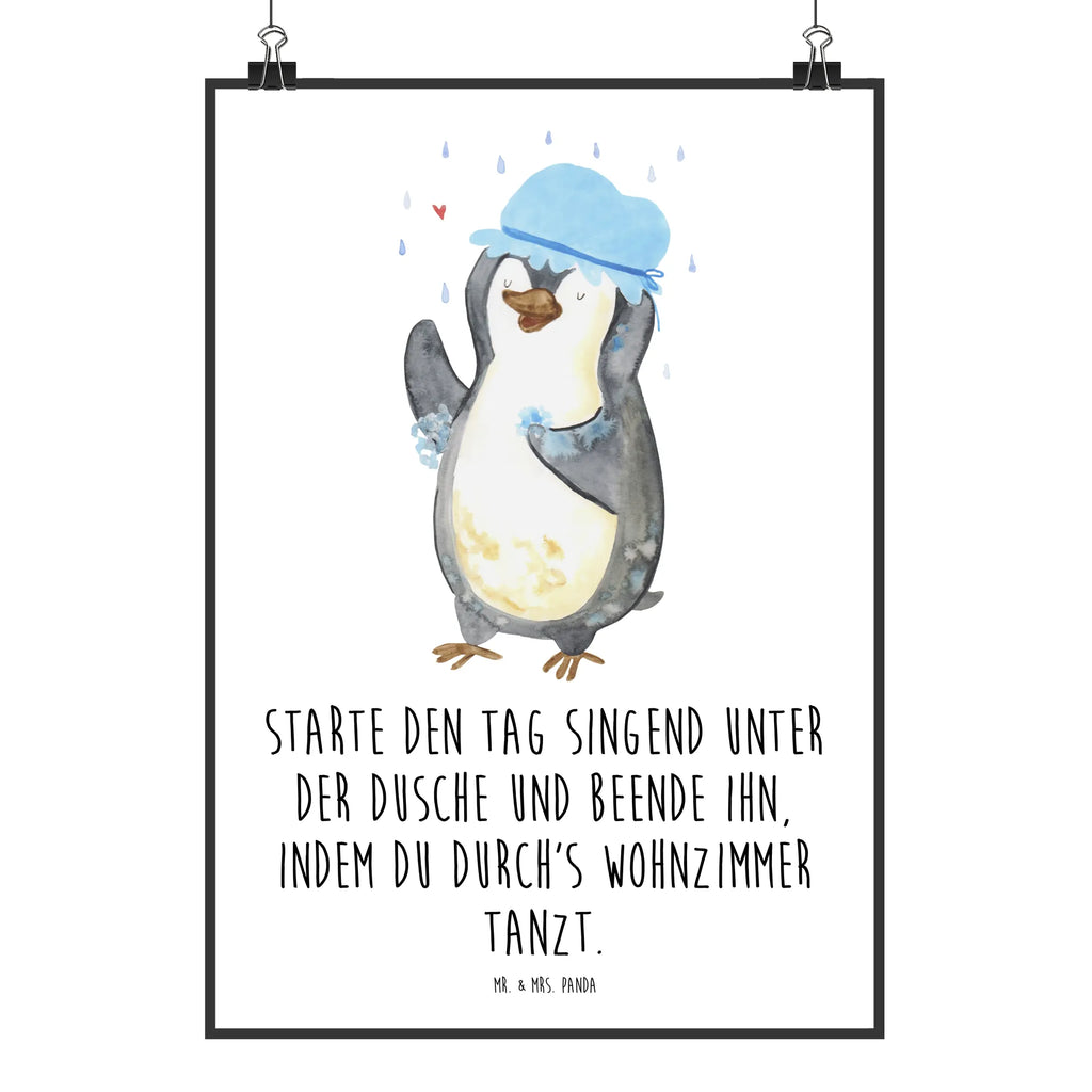 Plakat Pingwin Prysznic Mr. & Mrs. Panda Poster, Raumdekoration, Wanddekoration, Wandposter, Poster, Wanddeko, Wanddeko Bild, Designposter, Handgemaltes Poster, Kinderposter, Küchenposter, Posterdruck, Kunstdruck, Bild, Pinguin, Motivation, Lebensmotto, Neuanfang, Dusche, Neustart, duschen, glücklich sein, Pinguine