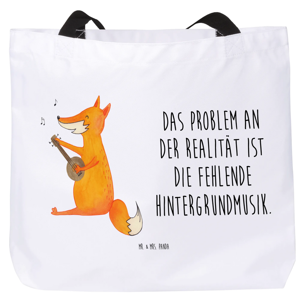 Shopper Fox guitar Alltagstasche, Tragebeutel, XL, Stofftasche, Freizeittasche, Schulbeutel, Shopper, Schultertasche, Beutel, Einkaufstasche, Strandtasche, Schultasche, Tüte, Einkaufsbeutel, XXL Tasche, Ausflug, Fuchs, Gitarre, Musik Spruch, Geschenk Musiker, Musikerin, Sänger, Sängerin, Füchse