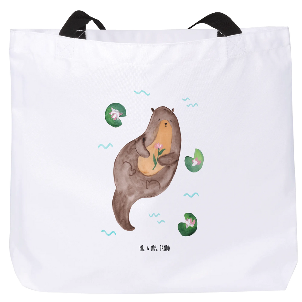 Shopper Otter Seerose Schultertasche, Beutel, Einkaufsbeutel, Schulbeutel, Strandtasche, Freizeittasche, Stofftasche, Tragebeutel, Shopper, XXL Tasche, Einkaufstasche, XL, Tüte, Schultasche, Ausflug, Alltagstasche, Otter, Fischotter, Seeotter, Otter Seeotter See Otter