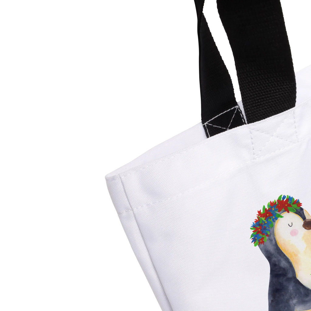 Shopper Pinguin Blumen Tüte, Strandtasche, XXL Tasche, Ausflug, Schulbeutel, Schultasche, Freizeittasche, Alltagstasche, Schultertasche, XL, Beutel, Tragebeutel, Stofftasche, Einkaufsbeutel, Shopper, Einkaufstasche, Pinguin, Geschenkidee, Liebeskummer, Motivation, Lebenslust, Lebensziele, Universum, Pinguine, Blumenkranz, Ziele, Wünsche, Leben