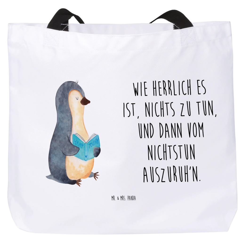 Shopper Pinguin Buch Strandtasche, Schulbeutel, Schultertasche, Stofftasche, Alltagstasche, XXL Tasche, Freizeittasche, Ausflug, Tüte, Schultasche, Beutel, Shopper, Tragebeutel, Einkaufsbeutel, XL, Einkaufstasche, Pinguin, Faulenzen, Ferien, Urlaub, Pinguine, Lesen, Buch, Bücherwurm, Nichtstun, Freizeit