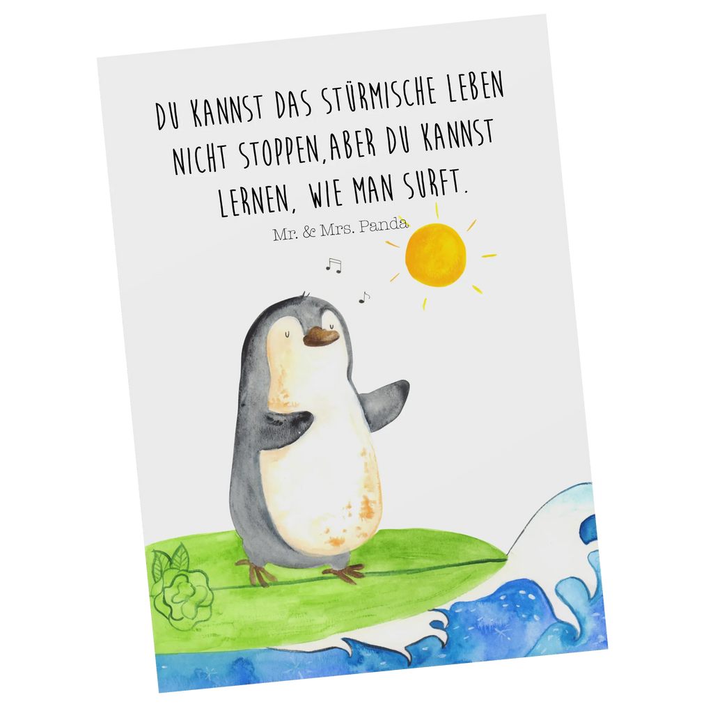 Postcard Penguin surfer North Pole, Penguins, surfing, surfers, holidays, penguins, wave riding, waves