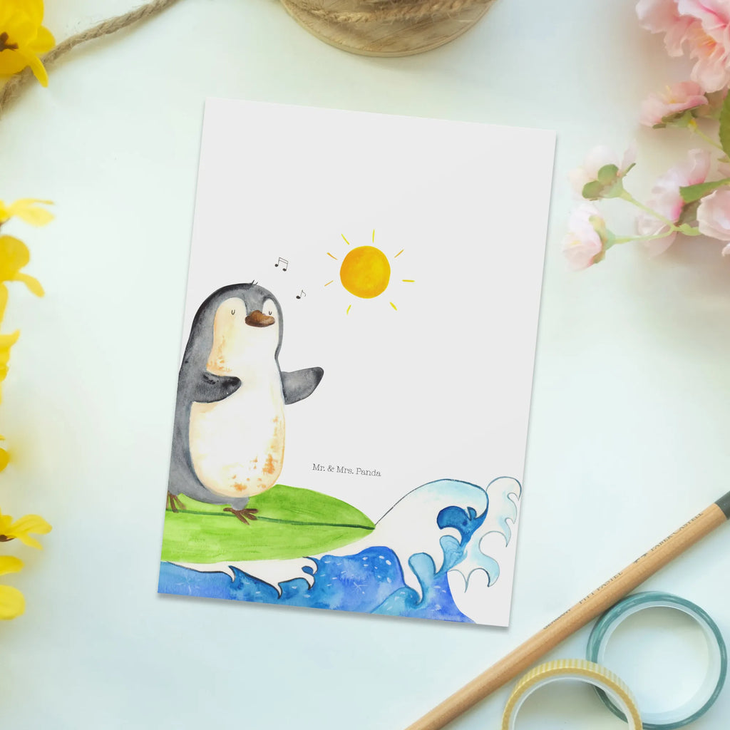 Postcard Penguin surfer North Pole, Penguins, surfing, surfers, holidays, penguins, wave riding, waves