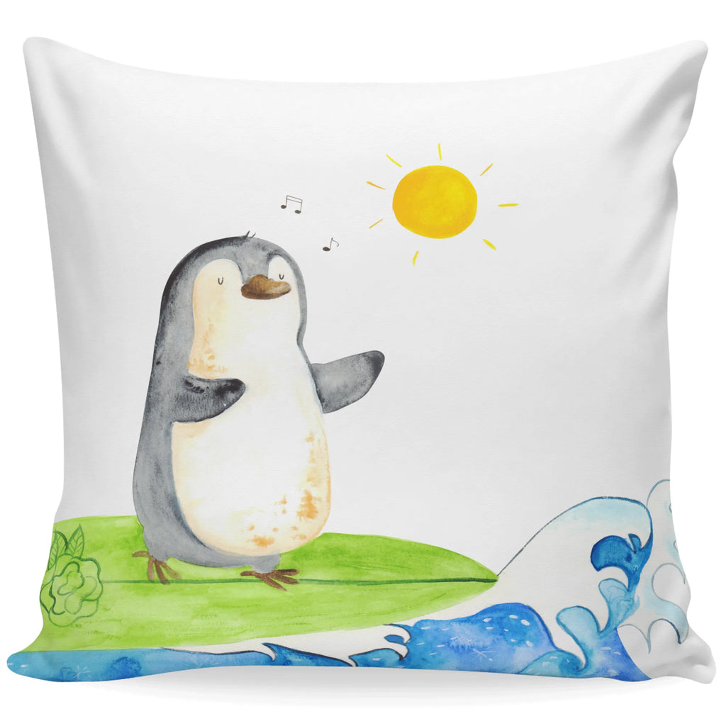 Cushion Penguin surfer bedroom, couch, pillows, sofa, cushion, settee, soft, 40x40, 40 x 40, bed, Pillow, pad, fluffy, pillow case, Penguin, North Pole, Winter, Penguins, Hawaii, waves, penguins, surfing, Portugal, wave riding, holidays, surfers
