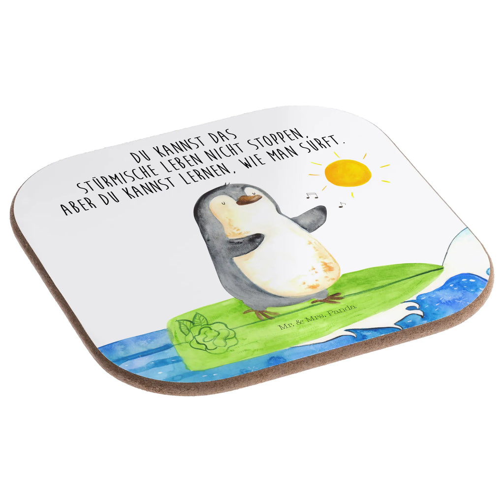 Square coaster Penguin surfer presents, Coasters, party, gifts, gift, breakfast, glass coasters, Penguin, North Pole, Winter, Penguins, waves, Portugal, wave riding, Hawaii, surfing, holidays, surfers, penguins