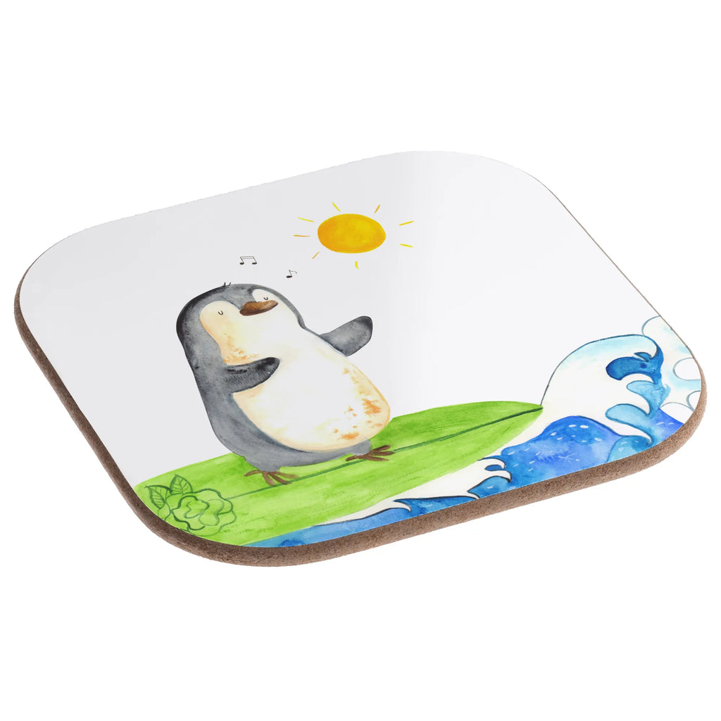 Square coaster Penguin surfer presents, Coasters, party, gifts, gift, breakfast, glass coasters, Penguin, North Pole, Winter, Penguins, waves, Portugal, wave riding, Hawaii, surfing, holidays, surfers, penguins